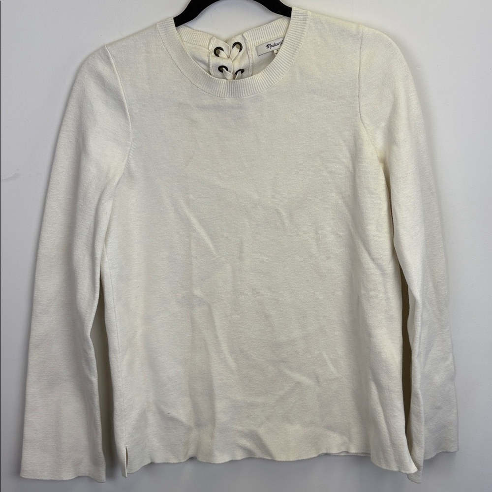 Madewell Off White Knit Sweater with Lace tie detail on back/ Size Small